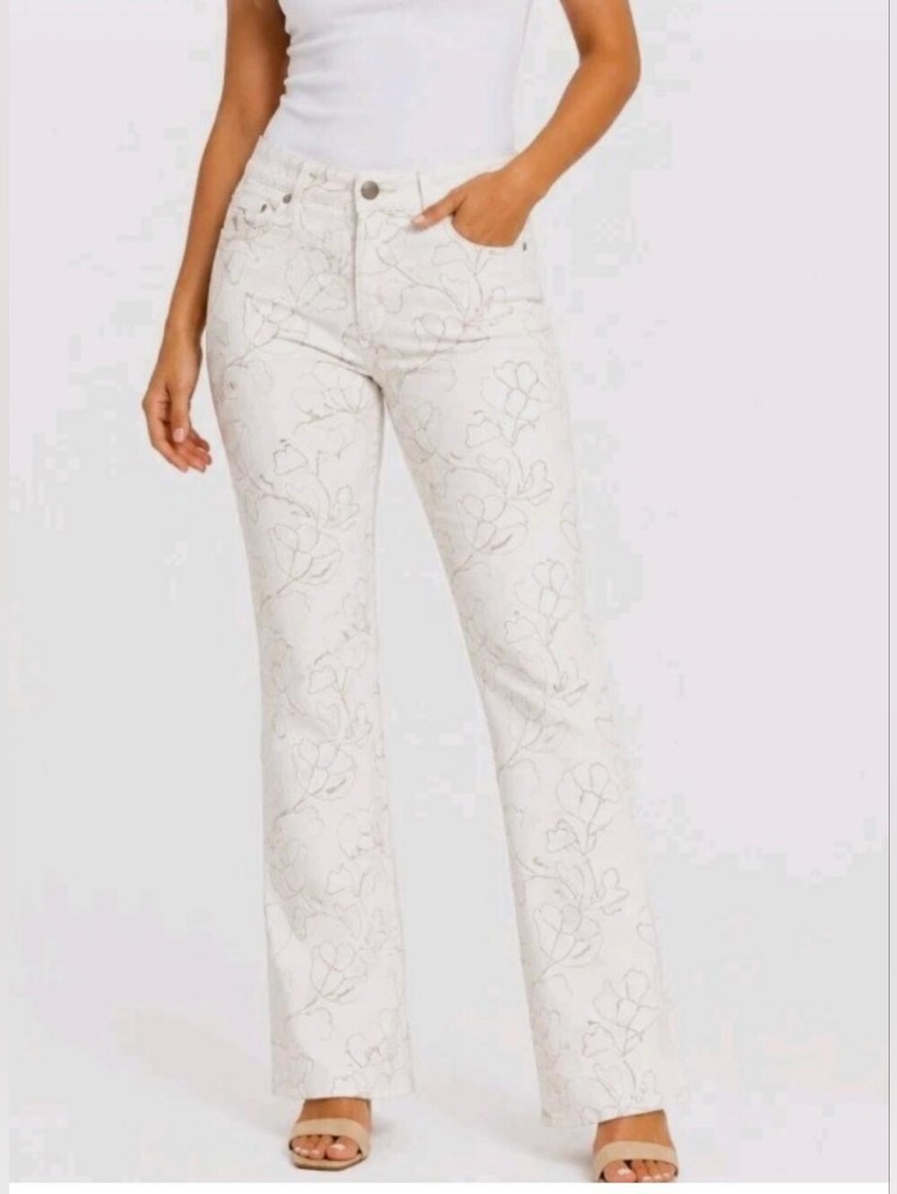 RACHEL Rachel Roy White Floral-Print Women's Jeans